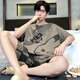 Ланга (Лангша) Летняя мужская пижама Pure Cotton Clothed Cartooned Cartoon Teenager Men's Summer's Summer Thin Bare-Size Student Home Clothing Set DMY6621# M Small [Предлагаемая высота 155 см и вес 75