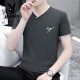 花花公子（PLAYBOY）纯棉短袖t恤男士2025年新款夏季修身V领男装体恤衣服薄款半袖潮流 白色 D7029 M