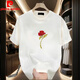 Pierre Cardin Traje de pareja de alta gama camiseta de verano 2025 NUEVA SUMMER SUPER HOT Internet Celebry Pure Cotton Special de manga corta para hombres Black [frontal grande K1049 Rose rojo simple L Recomendado 120-140Jin [Jin iguala 0.5 kg]