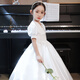 思妙星女童白色晚礼服花童婚礼公主裙儿童主持人钢琴演奏合唱指挥演出服 白色长款 120