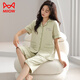猫人（MiiOW）睡衣女夏季短袖七分裤开衫棉质翻领宽松大码休闲家居服套装可外穿 NX9871 M 女