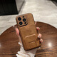 YNPO适用苹果16promax手机壳iphone15商务男14防摔13创意插卡支架皮套 【黑色+卡包支架】皮质 iPhone 16 Pro max 6.9寸