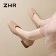 ZHR Flat Shoes Женская темпераментная темпераментная квадратная нога для пригородной туфли Doudou Women's Shoes Удобная, легкая и универсальная, цельный AH677 Apricot 38