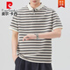 Marque de mode haut de gamme Pierre Cardin Polo à rayures en noir et blanc à manches courtes à manches courtes en soie à glace haut de gamme T-shirt rétro Summer noir et bleu 693 m 95-115jin [Jin est égal à 0,5 kg]