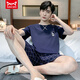 Catman (Miiow) Pyjama masculin shorts d'été shorts purs coton purs adolescents simples pour hommes de grande taille de grande taille 9928 4xl hommes (adaptés à 180-220jin [Jin est égal à 0,5 kg]))