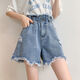 
Xianxizhi summer new style slim ripped denim shorts with wide legs loose large size women's clothing [3888: dark blue a-line shorts] 4XL [Suggested 161Jin[Jin equals 0.5 kg]-180Jin[Jin equals 0.5 kg]]