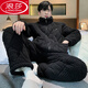 
LangSha men's pajamas winter plus velvet thickened coral velvet three-layer cotton jacket turtleneck zipper flannel home clothing set 9926 men's [turtleneck zipper + cotton pants L [height 162-172, weight 100-125