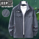 吉普（JEEP）春秋弹力工作服套装男劳保服耐磨工地工厂干活穿汽修户外工装外套 弹力【JQ679灰色】套装 夏季薄. M 165【适合90-110斤】