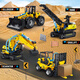 LEGO Engineering Truck Excavator Hidráulico Bulldozer Crane Asamblea de carretilla Morder