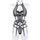 Grid europea Perspectiva sexy Cinturón de lámparas Halter Cuella de acero Recolección de sexo Tentación Pasión Uniforme Lingería Uniforme Mujeres Medias negras No incluidas S