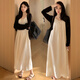 
Jingqi (JOYNCLEON) maternity suit spring and autumn 2025 new fashion loose lace-up suspender dress sun protection cardigan two-piece suit black cardigan + white apricot suspender skirt Jtz15606 XL