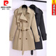 Pierre Cardin (pierre cardin) 25 years new windbreaker women's style spring and autumn small style mid-length waist style popular jacket this year Khaki M recommended 105Jin Jin equal to 0.5 kg or less