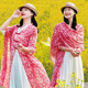 Estilo de hadas elegante y estilo exterior de moda, chal de hebilla de estilo chino para el estilo étnico de las mujeres Jacquard Viajes al aire libre Bufanda solar Hyarn-1 90*180