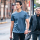 
Mr. Clothing mercerated cotton men's T-shirt in summer fashion light luxury texture short-sleeved top AT11270 clearance Moonlight Blue L (175)