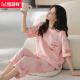 恒源祥2025睡衣女款夏季纯棉短袖七分裤清新甜美全棉家居服套装 Z9859 M 【建议75-90斤穿】