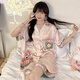 伊蜜魅冰丝睡衣女夏季短袖开衫可爱卡通宽松高级感家居服套装 #FS-2203 #YX-9214 M[75-98]斤 均码