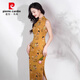 
Pier Cardin 2025 new spring and summer sleeveless cheongsam yellow lady picture shows white, gentle and cute temperament cheongsam new Chinese style 6629 yellow S