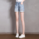 Sichuan sie 2025 Sommer New Damen Koreanische Version von hoher Taille riss gerade kurze, lose Slim Jeans gerissen