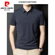 T-shirt à manches à manches courtes sans trace Pierre Cardin Polo Casual Polo Casual's Fashion Vertical Mendoux Gris Grey à manches à manches