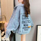 GTYUWVG denim jacket for women internet celebrity trendy short loose and versatile spring and autumn new denim jacket for women top 9926# picture blue S suggested 80--100Jin [Jin equals 0.5 kg]