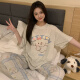 梦鸾睡衣女2025新款夏季短袖短裤可爱卡通小狗三件套可外穿休闲家居服 684-3 蝴蝶结狗 M