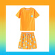 Cold element Coldelement children's swimsuit short-sleeved boys' new summer sunscreen UPF50+baby swimsuit fluorescent color sunshine orange+swimming trunks 6XS (110) 25-35Jin Jin equals 0.5 kg