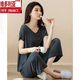Pyjamas de style Victoria pour femmes en été pantalon recadré à manches courtes à manches courtes minces nouveaux vêtements domes