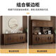 Juwanjia wood solid wood sideboard integrated wall cabinet new Chinese style wine cabinet living room storage cabinet tea cabinet kitchen storage cupboard walnut color multi-function cabinet 105*40*200cm