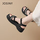 Zhuosini Schwammkuchen dicke Sandalen für Frauen im Sommer tragen koreanische kleine Absatzschuhe schwarz 37