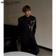 Vaderton Sheep New Chinese Men's Chinese Style Spring and Autumn Shoulder Pad Suit Jacket Men's Sexy Casual Zhongshan Suit Suit Set Black Jacket + Black Short T+ Black Pants [Three pieces XL