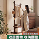 Quanpinwu solid wood coat rack floor-standing vertical clothes drying rack small apartment bedroom room hanging bag simple storage rack advanced