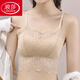 LangSha Anti-exposure Ice Silk Lace Beautiful Back Bra Thin Pure Desire Sexy Wireless Bra Bandeau Style Small Sling Elegant Black + Fairy White M 90-105Jin Jin equals 0.5kg Ice Silk Breathable Version