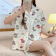 S.SOFEA卡通网红短袖睡衣女三件套家居服学生款春夏 F14155- 170 M
