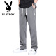 花花公子（PLAYBOY）天丝休闲裤男士夏季宽松直筒裤2025春秋新款百搭弹力运动男式长裤 1048灰色 M 28-29码