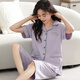 Catman (MiiOW) 100% pure cotton pajamas for women in summer short-sleeved cropped pants middle-aged and young style large-size cardigan suit thin home clothes n9892 short-sleeved cropped pants cardigan M (80-100Jin [Jin equals 0.5 kg])