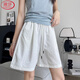 Langsha ice silk shorts women's summer 2025 new high-waisted casual wide-leg mid-pants sports quick-drying five-point milk pants