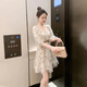 
Jian Danruo temperament Shenzhen Nanyou Dress Women's High-end 2025 High-end Guangzhou Thirteen-row Summer Square Collar Chiffon Frying Street Apricot Skirt 9435 First Belt 2XL