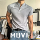 Mu Wei American High Street Heavyweight Herren-T-Shirt im Sommer New Retro Front Schulter Polo kurzärmeliges Hemd Henry Kragen Bodysuit Black 90% Käufer Choice XL [Empfohlen 125-140jin [Jin gleich 0,5 kg]]