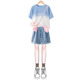 Nickybaby-Anzug für Mädchen 2025 Neues Sommer Dopamine Kurzärärmelte große Kinder trendy und cooles Outfit Kinder modischer Sommer zweiteiler Set 1429 White + 18897 Blau Allmählich rosa [ohne Paket] 130 cm