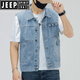 Jeep (Jeep) Color claro 2025 Nuevo chaleco de mezclilla Men sueltos de gran tamaño retro Vest Capacalizador de trabajo Horse Workwear Chaqueta de marca moderna 6231# Retro Blue 2xl (recomendado 160-175Jin [Jin iguala 0.5 kg])