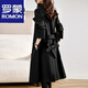 ROMON trench coat for women 2024 spring new mid-length spring and autumn women's clothing small commuting casual versatile coat black XL