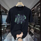Gtyuwvg2025 sommer Casual Herren Kurzarm T-Shirt Sommer Halbärmel Pure Cotton Trendy Marke Lose All-Match Top T V983 Black XL