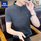 Romon (Romon) Cool Cotton Henry Kragen kurzärmeliges T-Shirt für Männer Sommer 2025 Neues lässiges halbärztes Stand-up-Top für Herren-T-Shirt 23020 White M Gewichtsbereich 90-105jin [Jin gleich 0,5 kg]