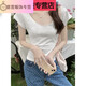 
Delia's real shot of real price pure slim U-neck bamboo joint cotton short-sleeved T-shirt for women in summer front shoulders sexy collarbone waist-hugging top 1391# light pink one size s