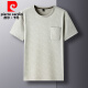 皮尔卡丹（pierre cardin）夏季爸爸短袖T恤男士冰丝圆领休闲口袋上衣中年透气宽松大码半袖 TC-短袖-687军绿 XL 175/135-155斤