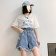 
Xianxizhi summer new style slim ripped denim shorts with wide legs loose large size women's clothing [3888: dark blue a-line shorts] 4XL [Suggested 161Jin[Jin equals 0.5 kg]-180Jin[Jin equals 0.5 kg]]