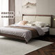 Quanyou Home New Chinese-style master bedroom solid wood bed double large bedside soft-covered backrest high-leg wedding bed 2 meters furniture