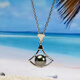 LIGHT MARK Small White Light Selected Seawater Pearl Necklace Small Fan S925 Tahitian Black Pearl Pendant Clavicle Chain 8-9mm