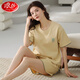 LangSha (LangSha) high-end 2025 summer pajamas for women pure cotton shorts Korean version cute plus size for outer cotton home clothing set A9855 M (75-95Jin [Jin equals 0.5 kg])