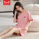 Catman (Miiow) Pure Cotton Pajama для женщин в летнем сете шорт с короткими рукавами с двумя частями сладкой весной и летней интернет-знаменитой домашней одежды 9856 хлопка с короткими рукавами (75-95Jin [Jin равняется 0,5 кг])